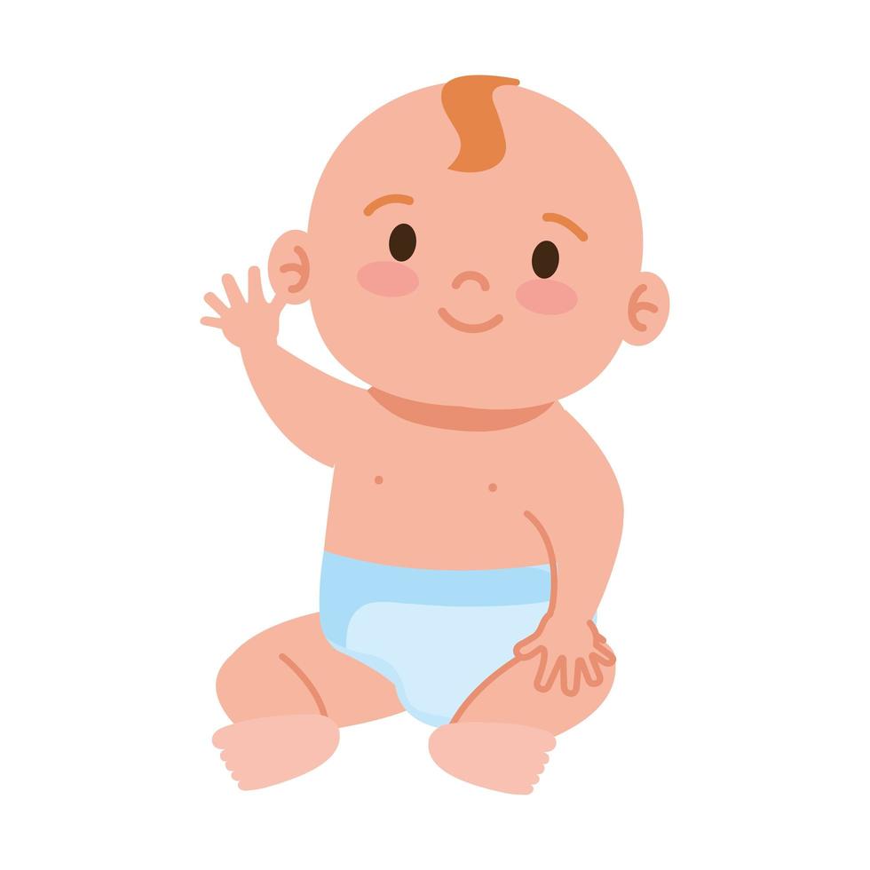 cute baby boy seated vector