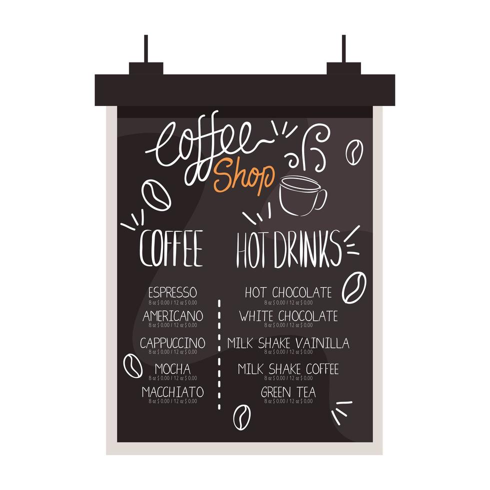 coffee shop chalkboard vector