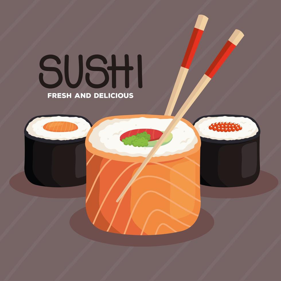 banner of delicious sushi vector