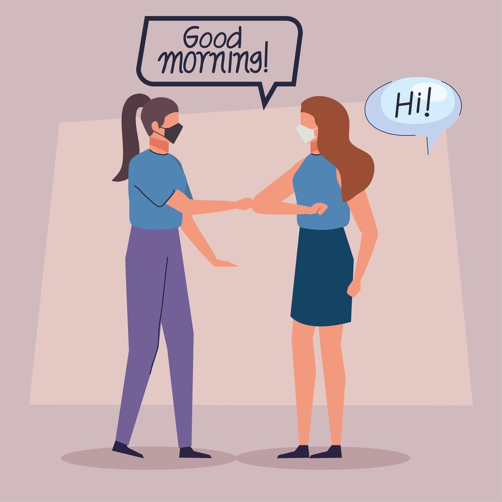women workers wearing face mask back to work vector