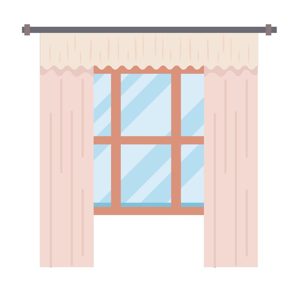 ventana con cortinas vector