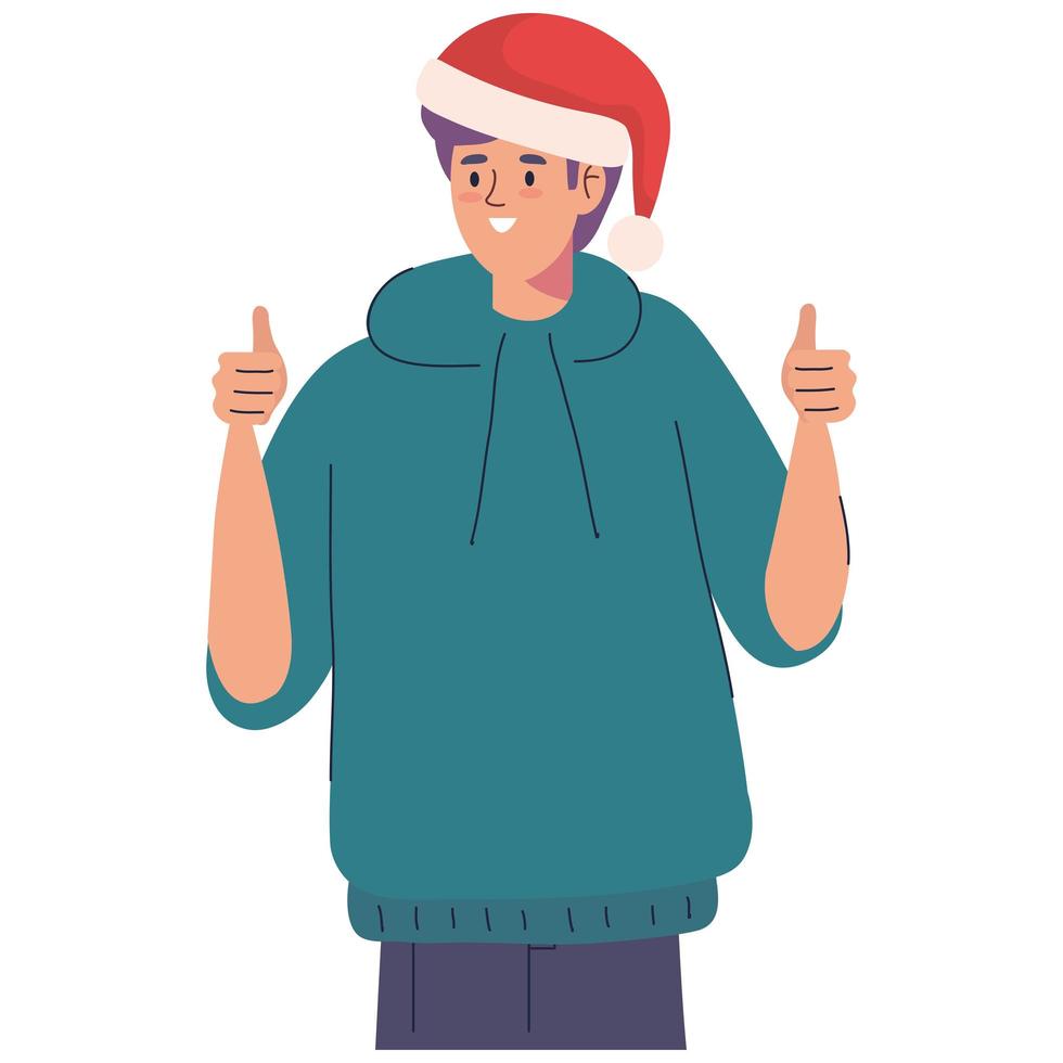 young man using christmas sweater vector