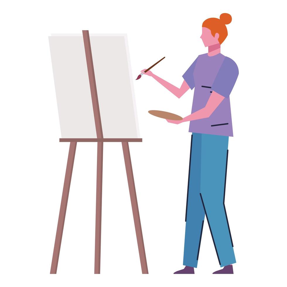 man painting in canvas vector