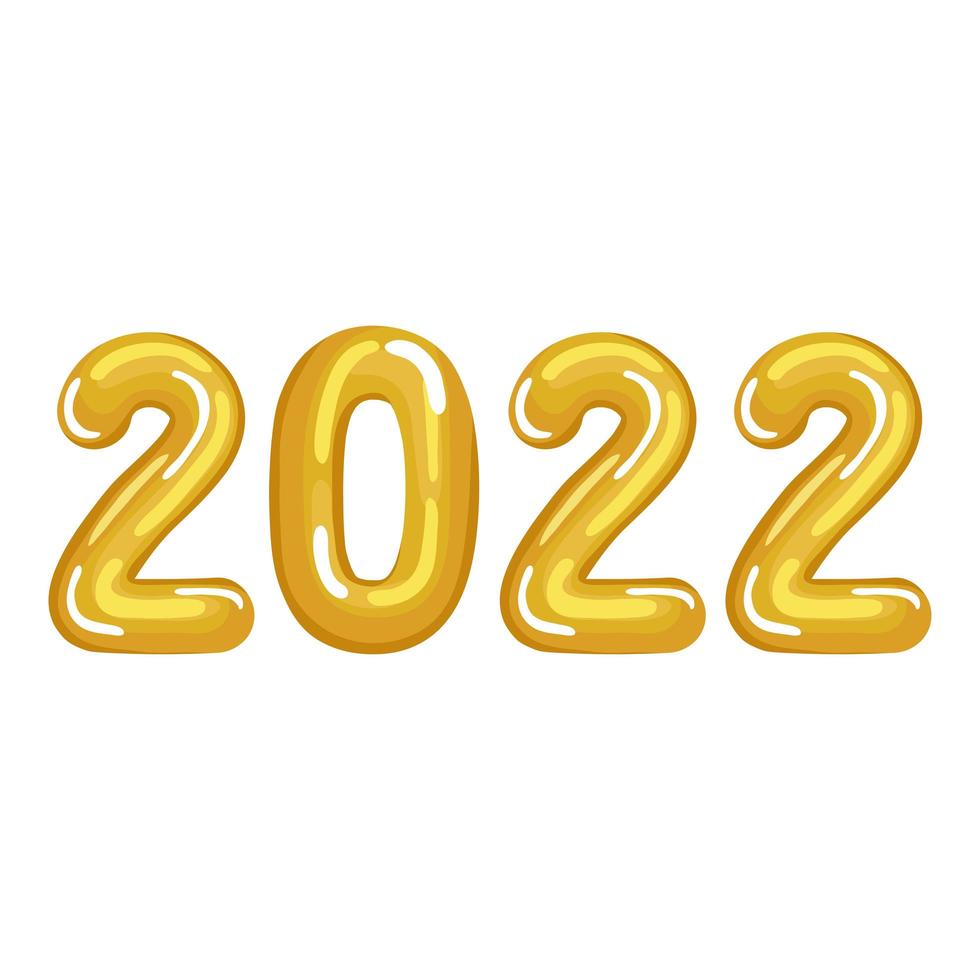 número 2022 de color dorado vector