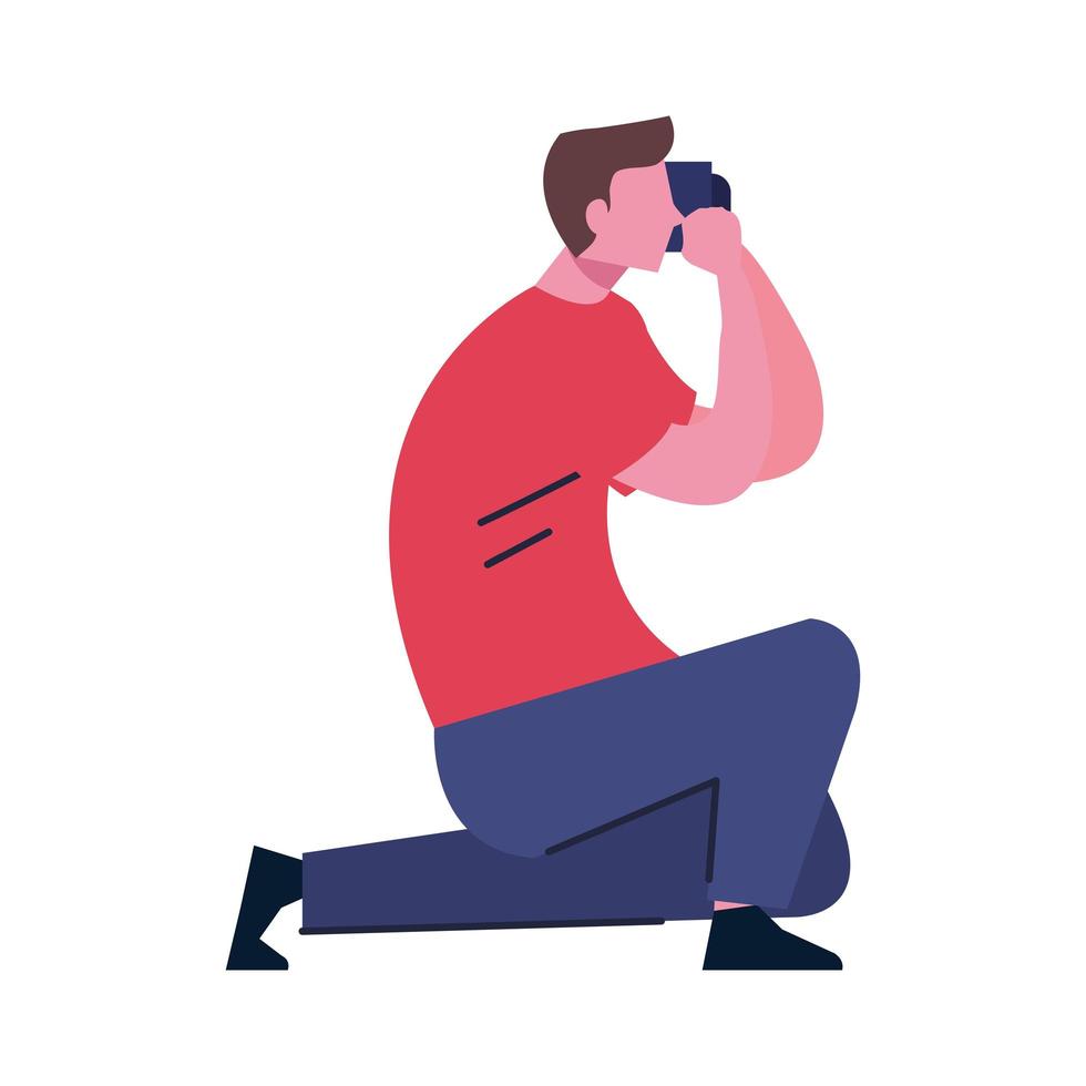 young man photographer vector