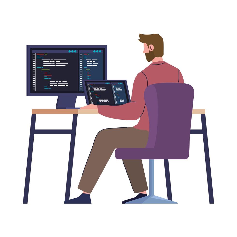 worker of developer web vector