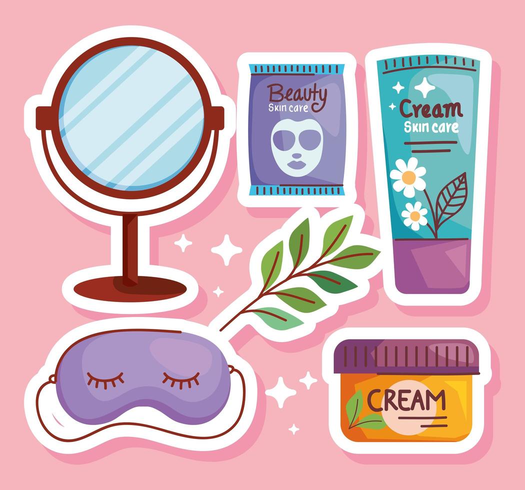 iconos de belleza para el cuidado de la piel vector