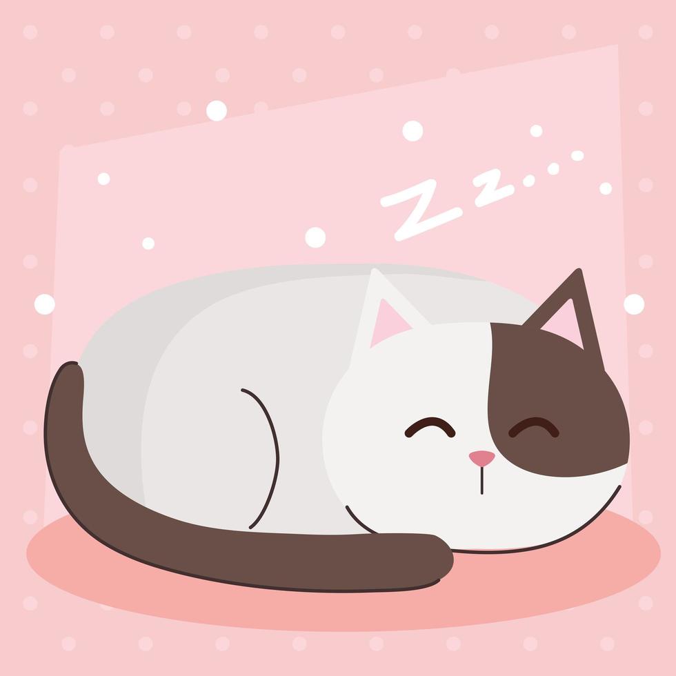 lindo gato animal durmiendo vector