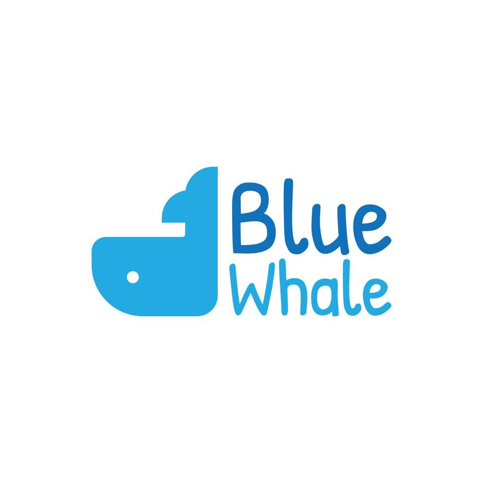 Simple blue whale logo design vector