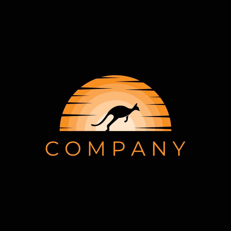 silueta de canguro en el logo de la puesta del sol vector