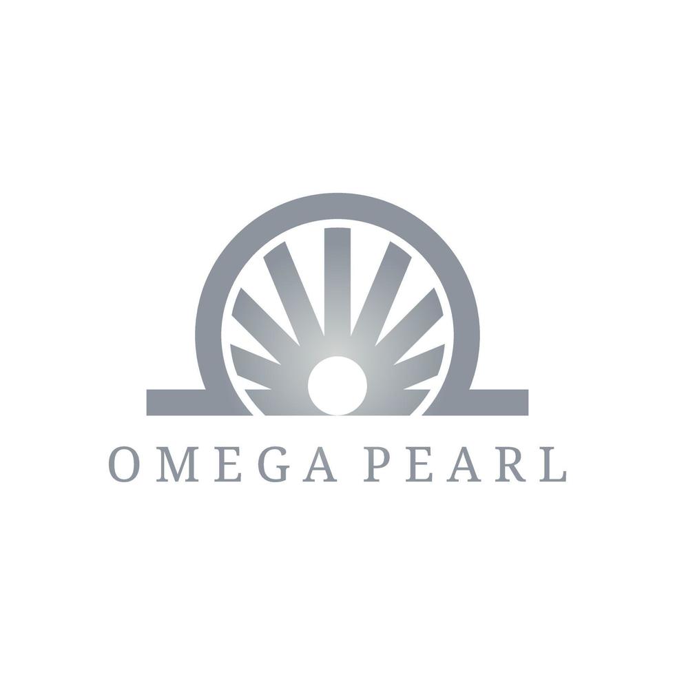 diseño de logotipo de perla omega plateada vector