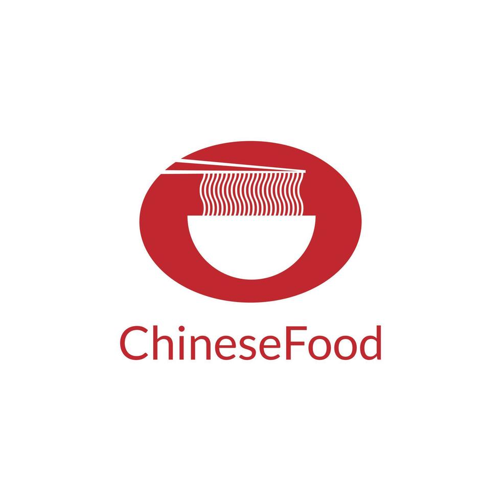 tazón de fideos comida china logo vector