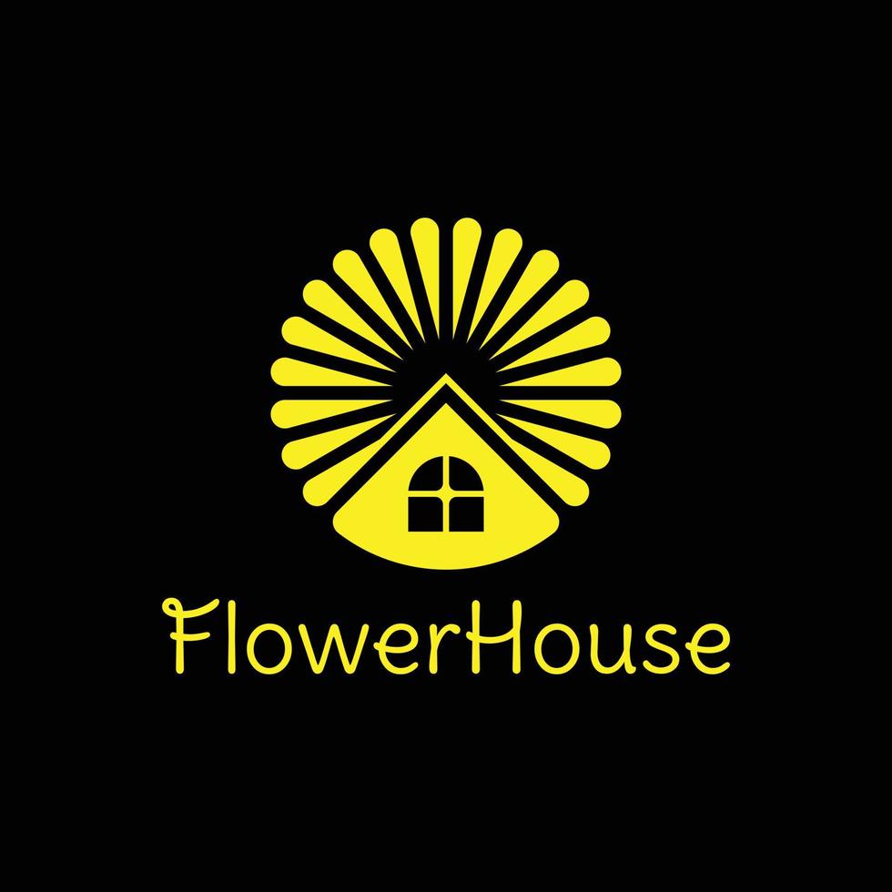 simple sunflower house logo design vector