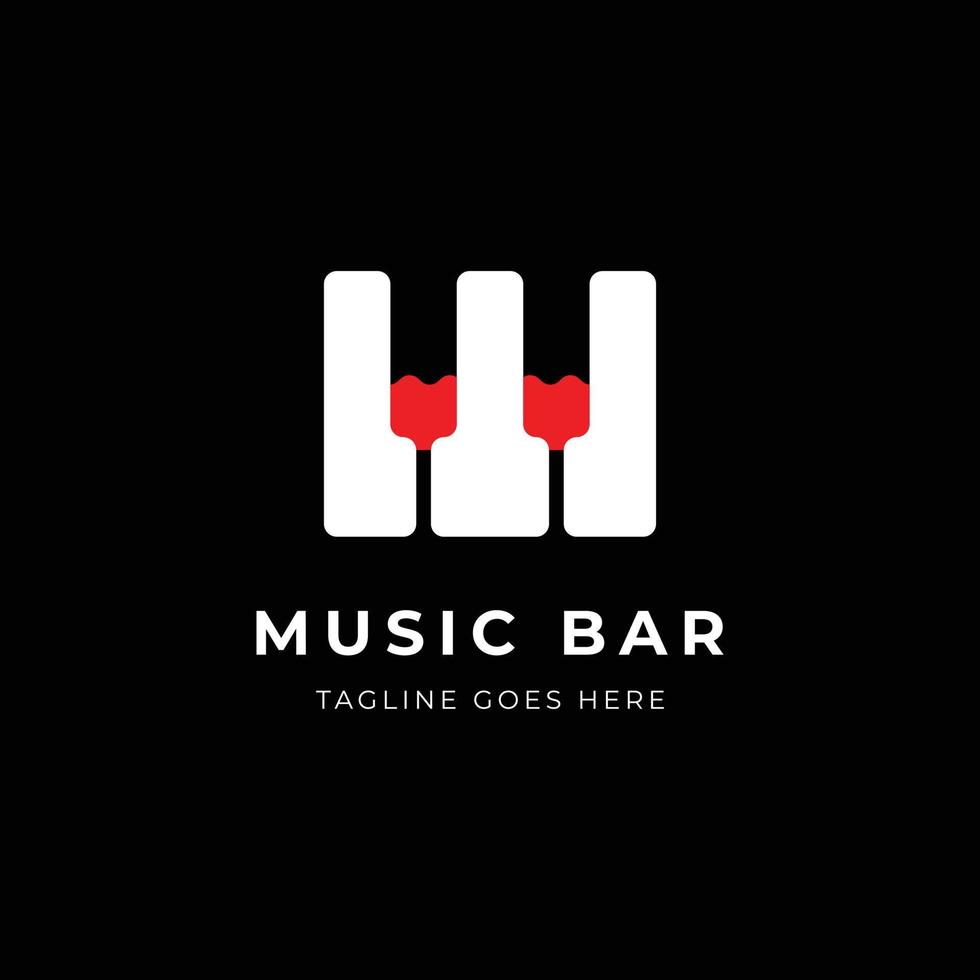 plantilla de logotipo de bar de música de vino de piano vector