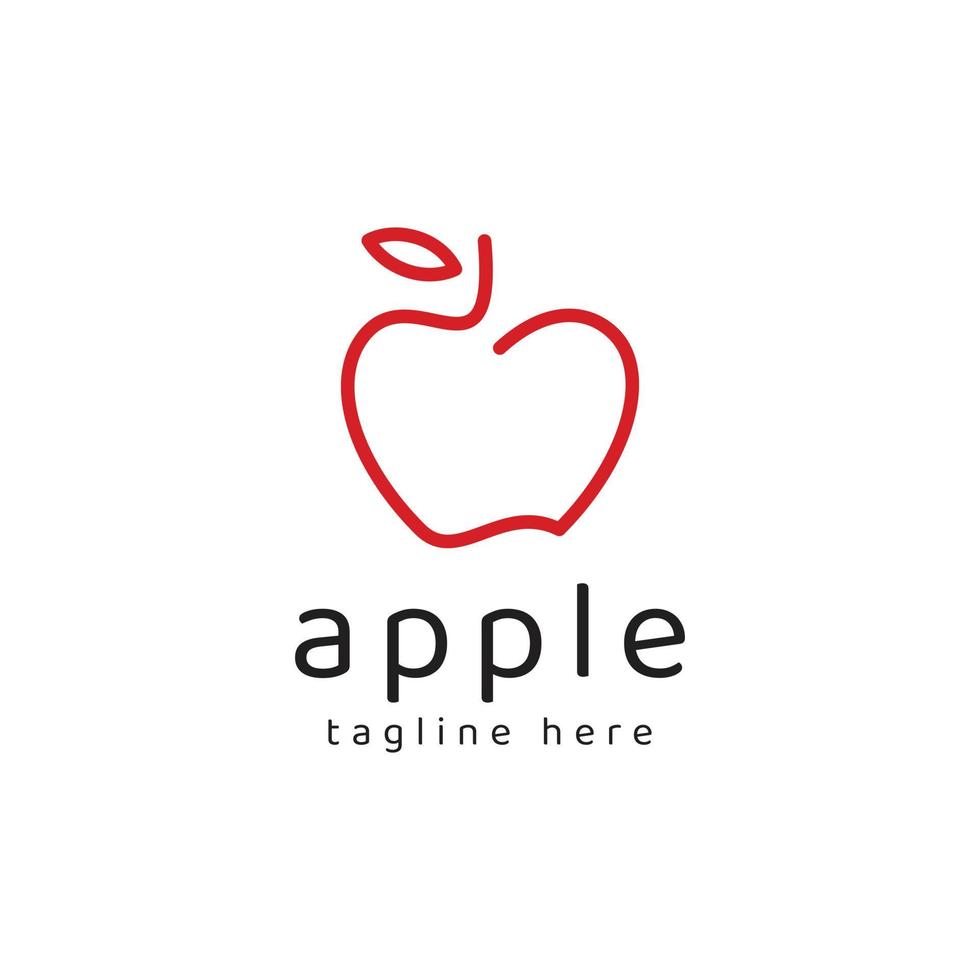 diseño de logotipo de línea de manzana roja vector