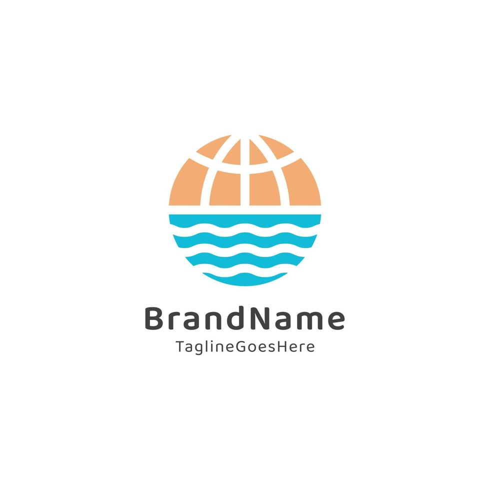 water world or globe logo template vector