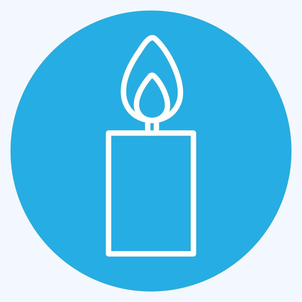 Lit Candle Icon in trendy blue eyes style isolated on soft blue background vector