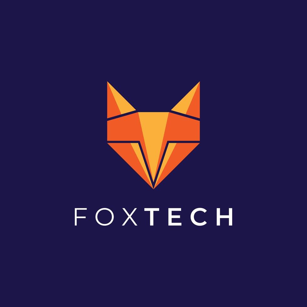 modern fox tech logo design vector