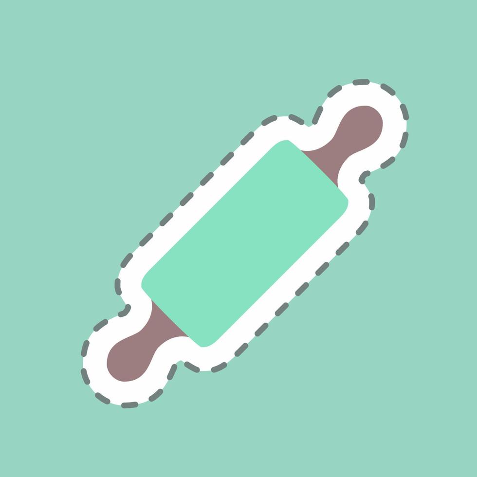 Sticker Rolling Pin - Line Cut - Simple illustration,Editable stroke vector