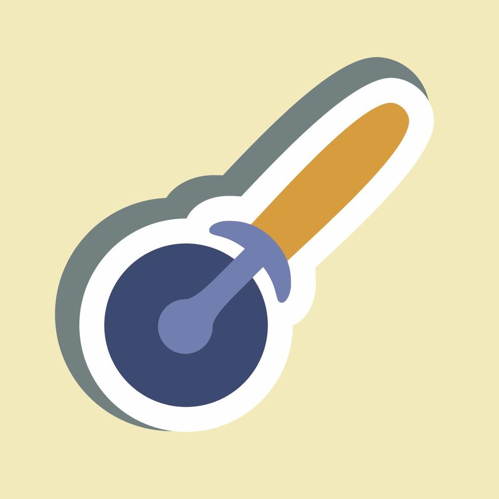 Sticker Pizza Cutter - Simple illustration,Editable stroke vector
