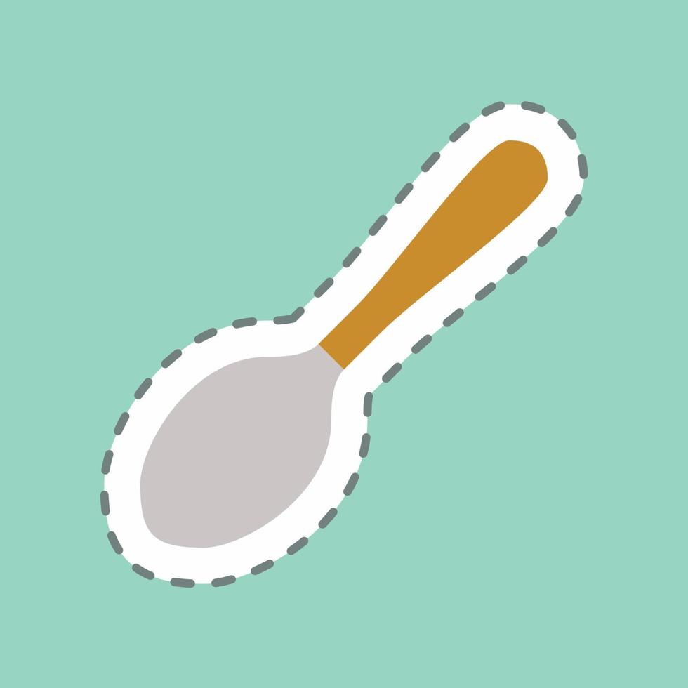 Sticker Spoon - Line Cut - Simple illustration,Editable stroke vector
