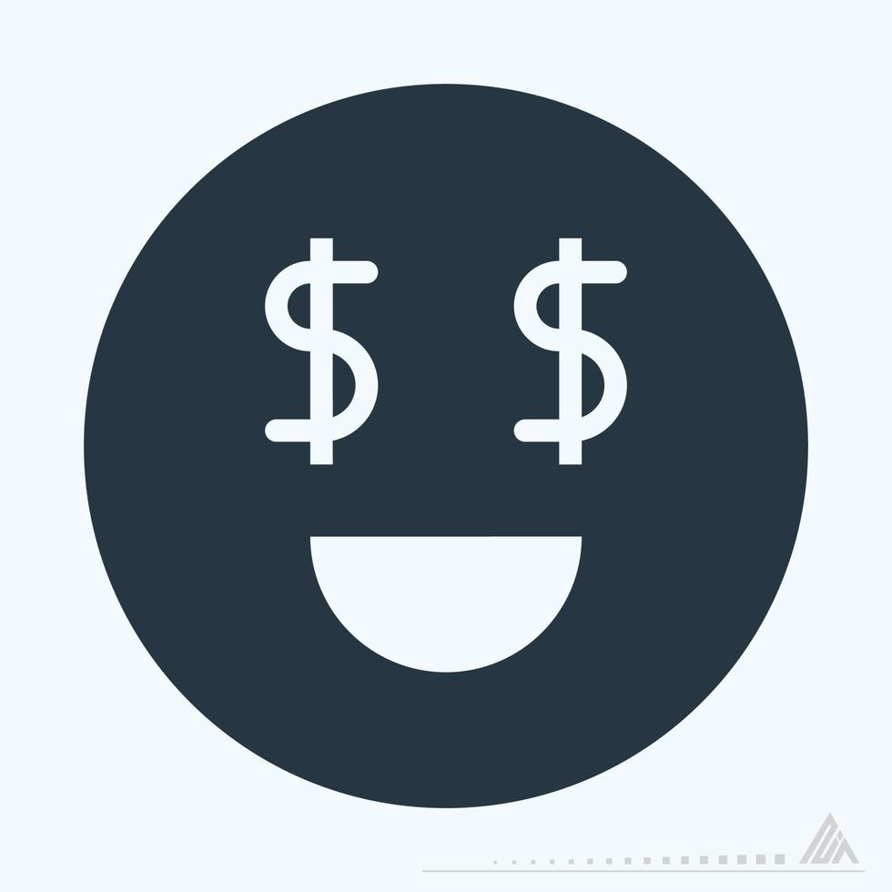 Icon Emoticon Money - Glyph Style vector