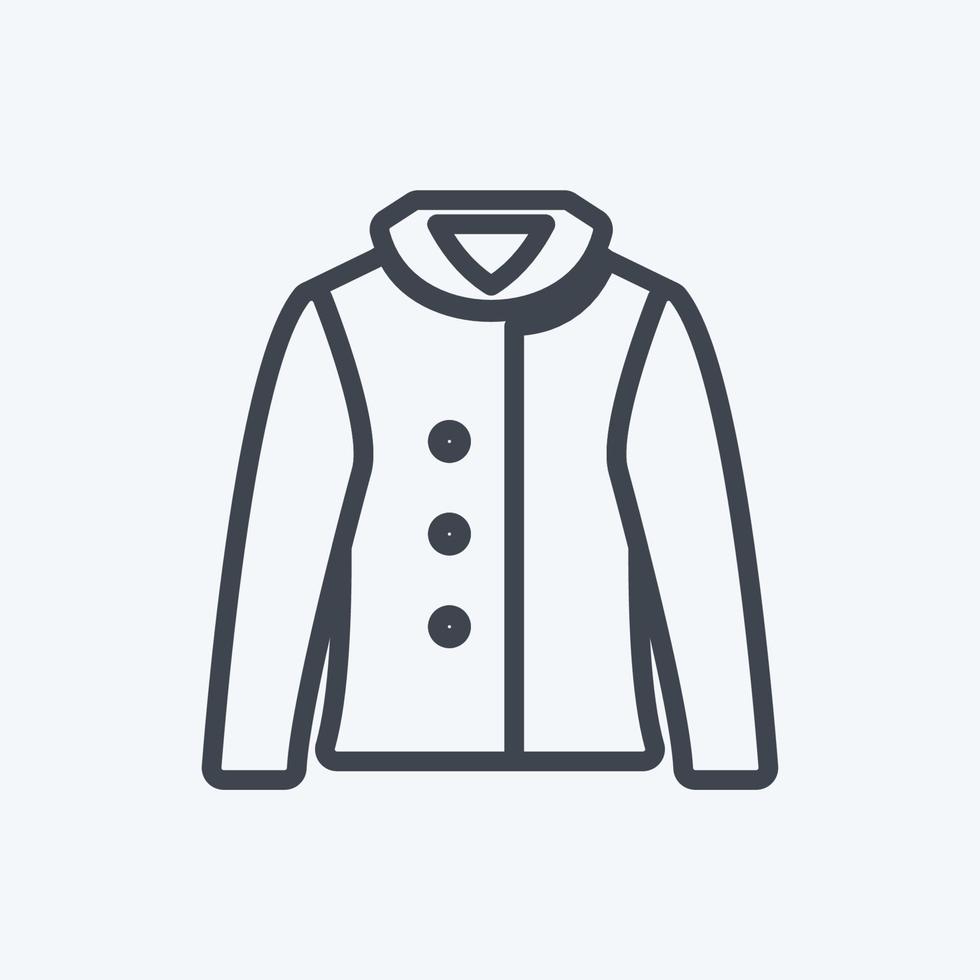 icono de chaqueta caliente en estilo de línea de moda aislado en fondo azul suave vector