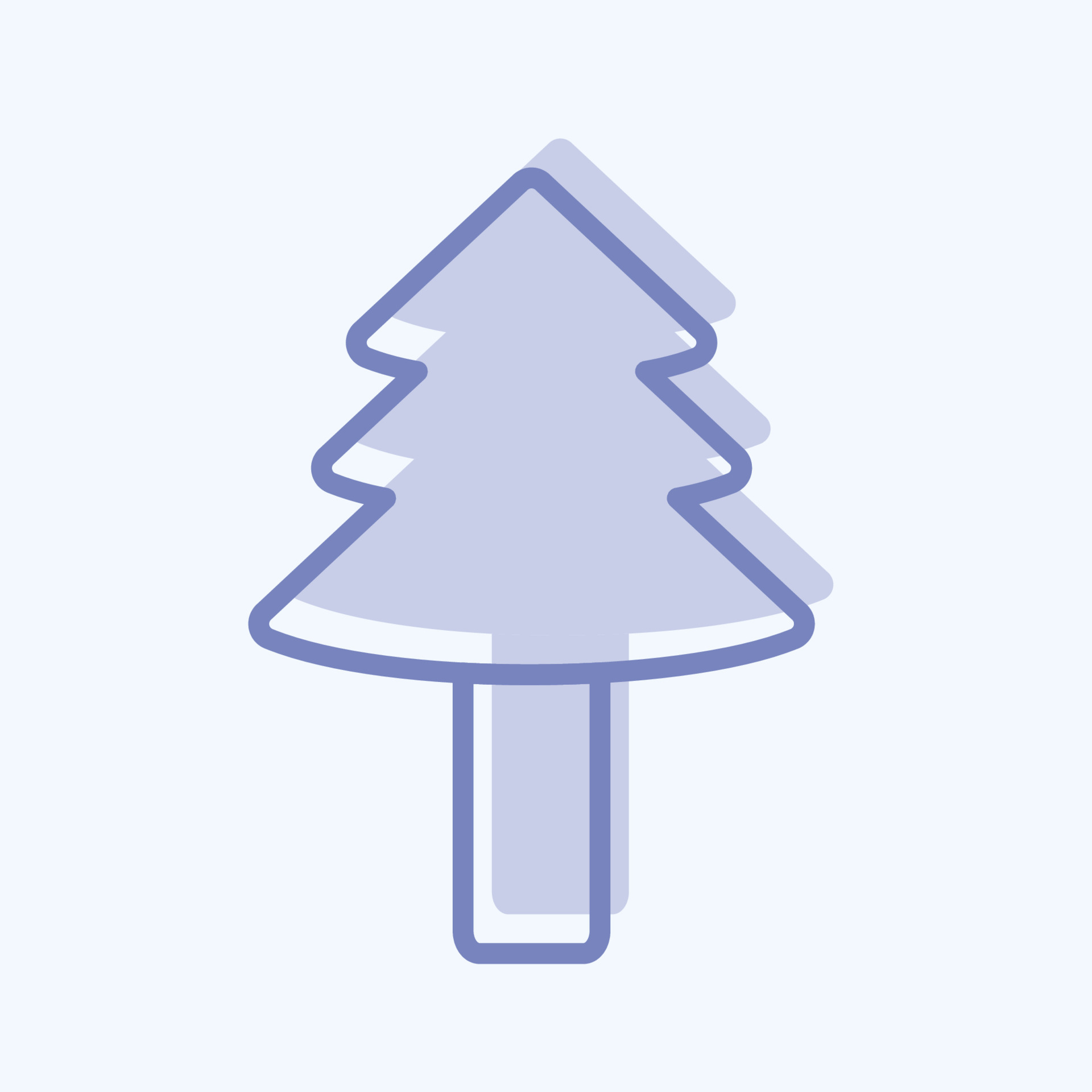 Tree II Icon in trendy two tone style isolated on soft blue background