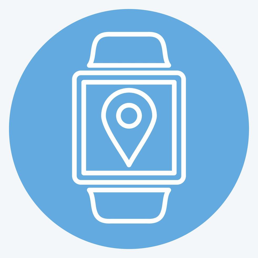 Location App Icon in trendy blue eyes style isolated on soft blue background vector