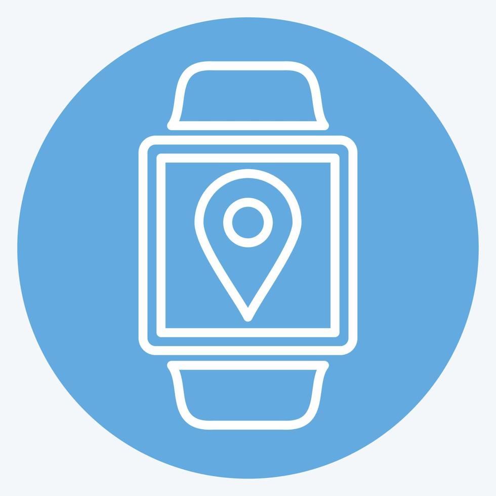 Location App Icon in trendy blue eyes style isolated on soft blue background vector