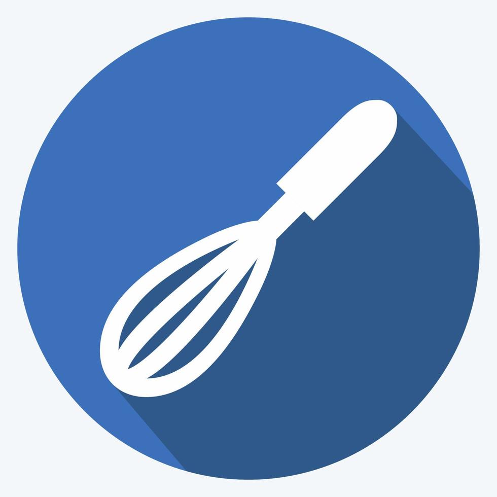 Icon Whisk - Long Shadow Style - Simple illustration,Editable stroke vector