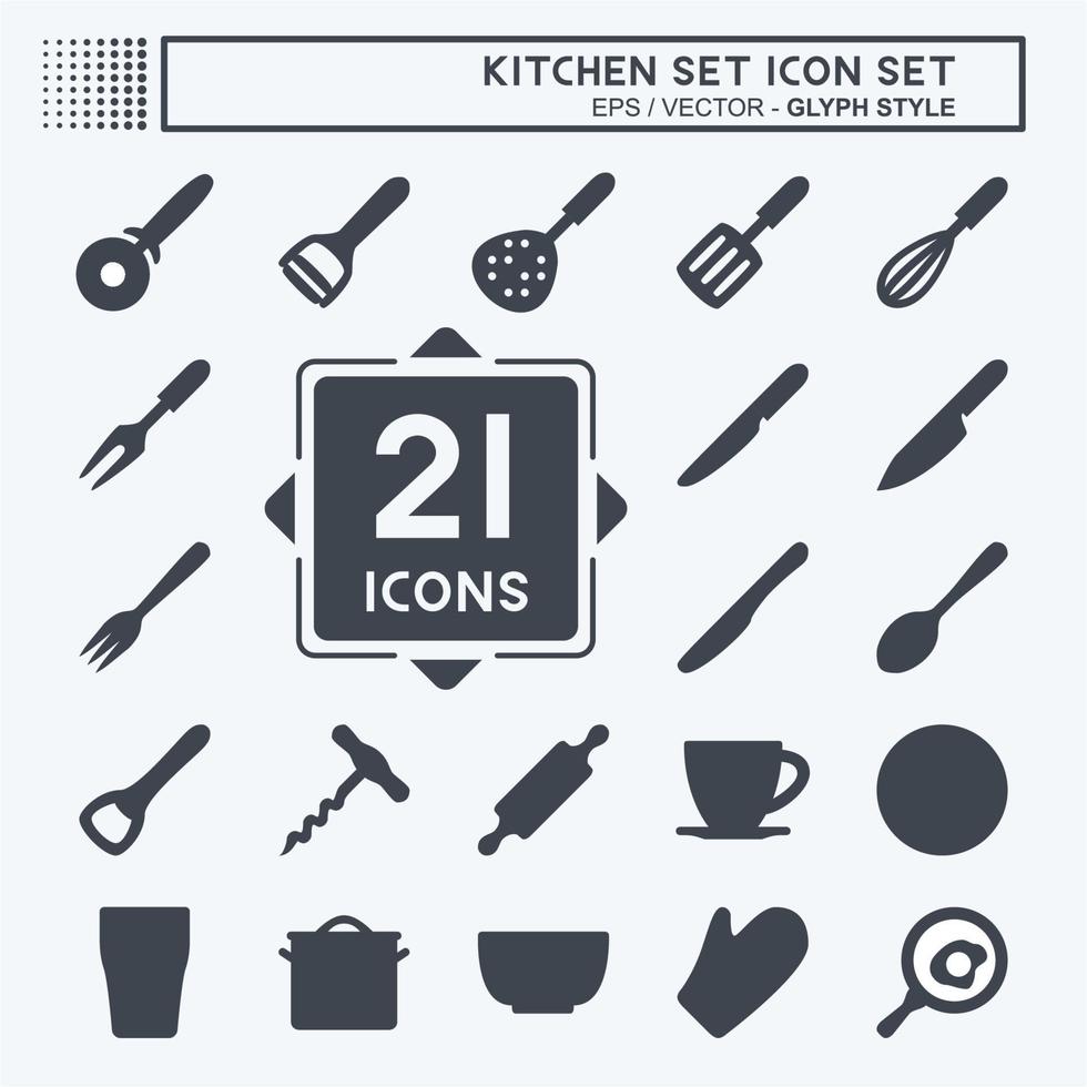 conjunto de iconos conjunto de cocina - ilustración simple, trazo editable vector