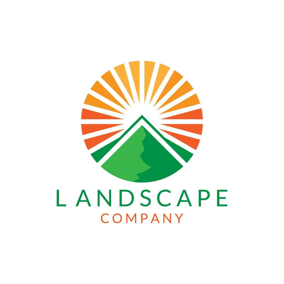 sun mountain landscape logo design 5177784 Vector Art at Vecteezy