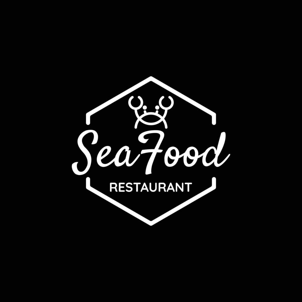 crab sea food emblem logo design vector
