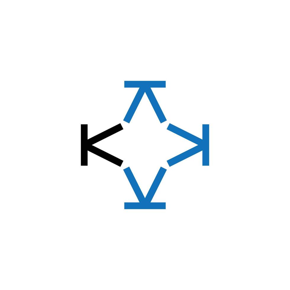 diseño del logotipo de la estrella de la letra k vector