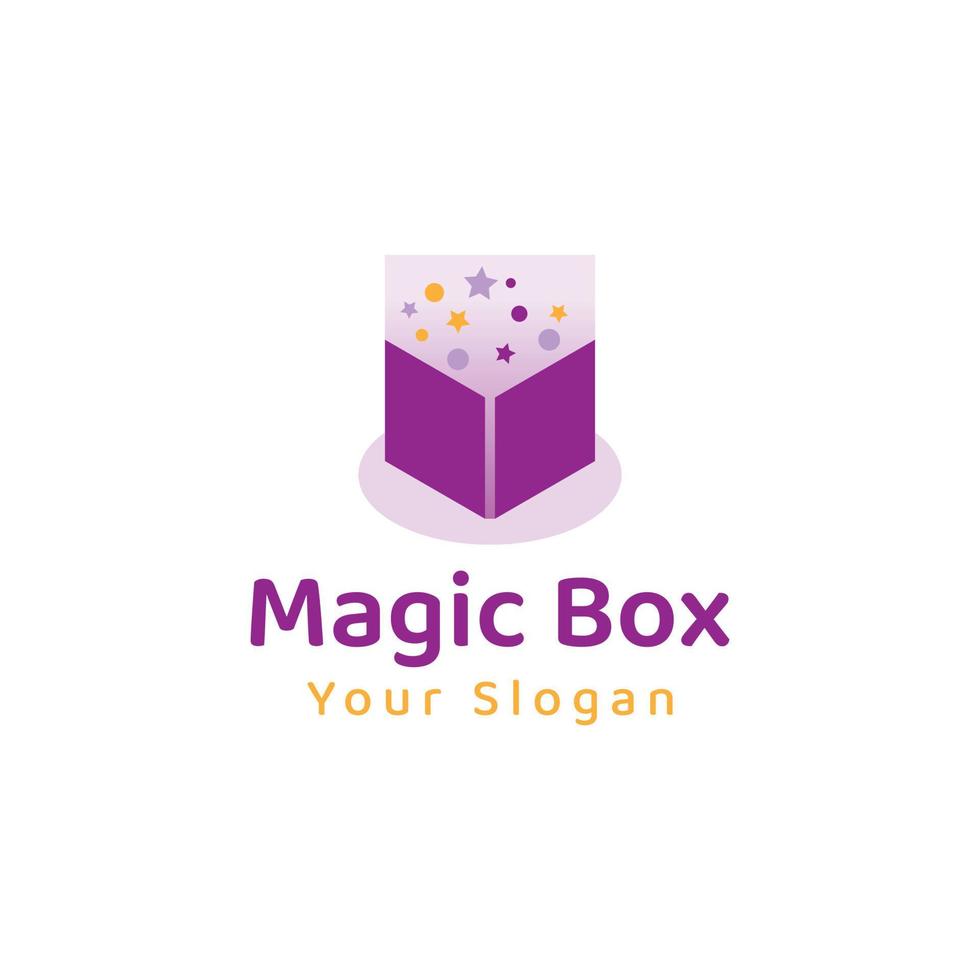 plantilla de logotipo de caja de estrellas mágicas vector