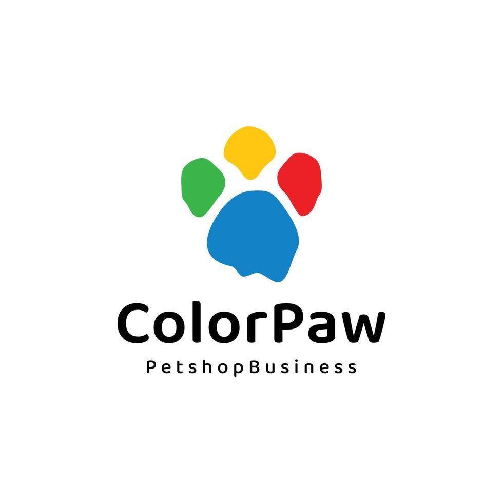 colorful paw logo design vector