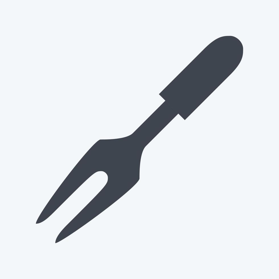 tenedor de talla de icono - estilo de glifo - ilustración simple, trazo editable vector