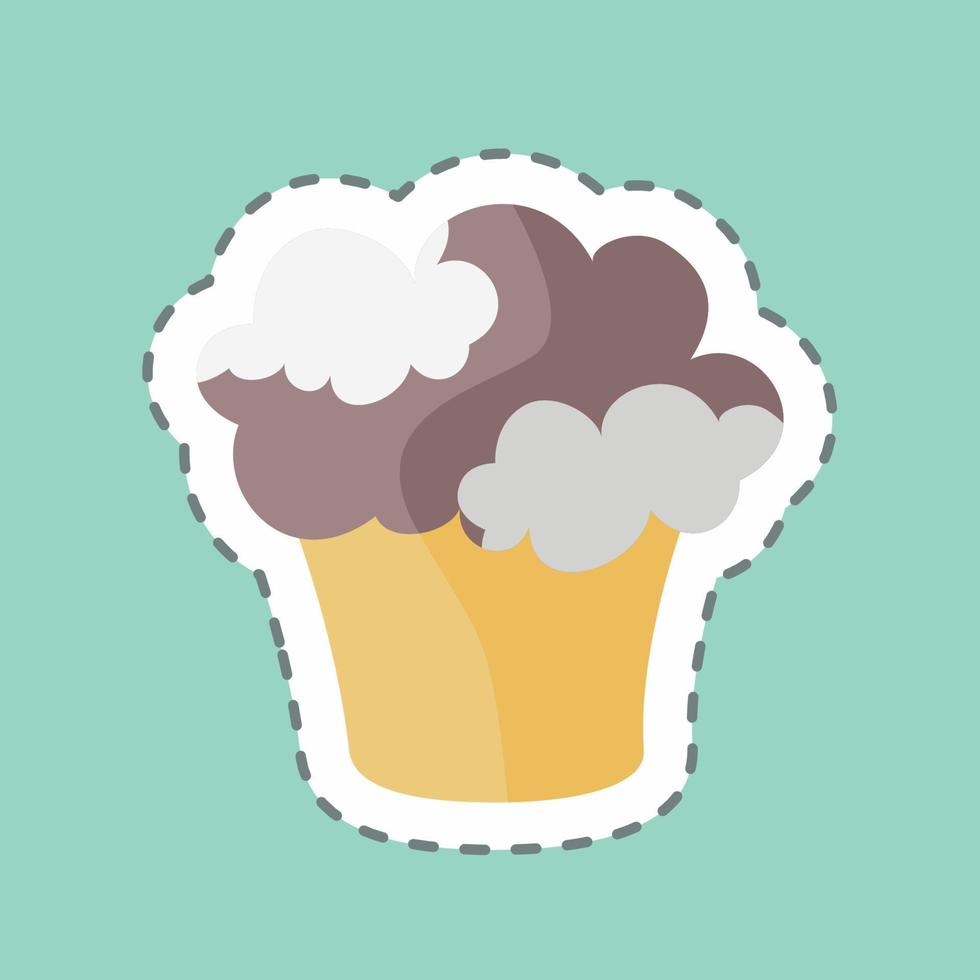 Cupcake Sticker in trendy line cut isolated on blue background vector