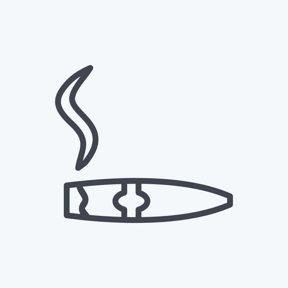 Icono de cigarro encendido en estilo de línea de moda aislado sobre fondo azul suave vector