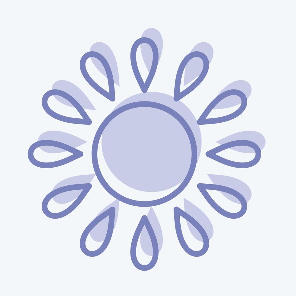 ícono de clima soleado en un moderno estilo de dos tonos aislado en un fondo azul suave vector