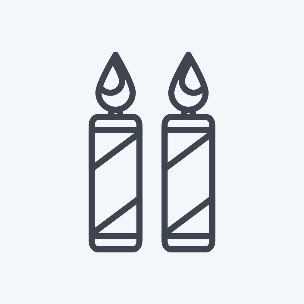 icono de dos velas en estilo de línea de moda aislado en fondo azul suave vector