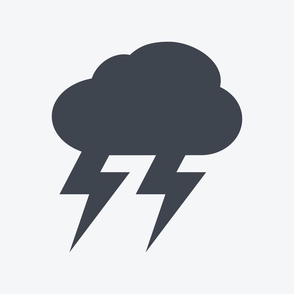 Thunderstorm Icon in trendy glyph style isolated on soft blue background vector