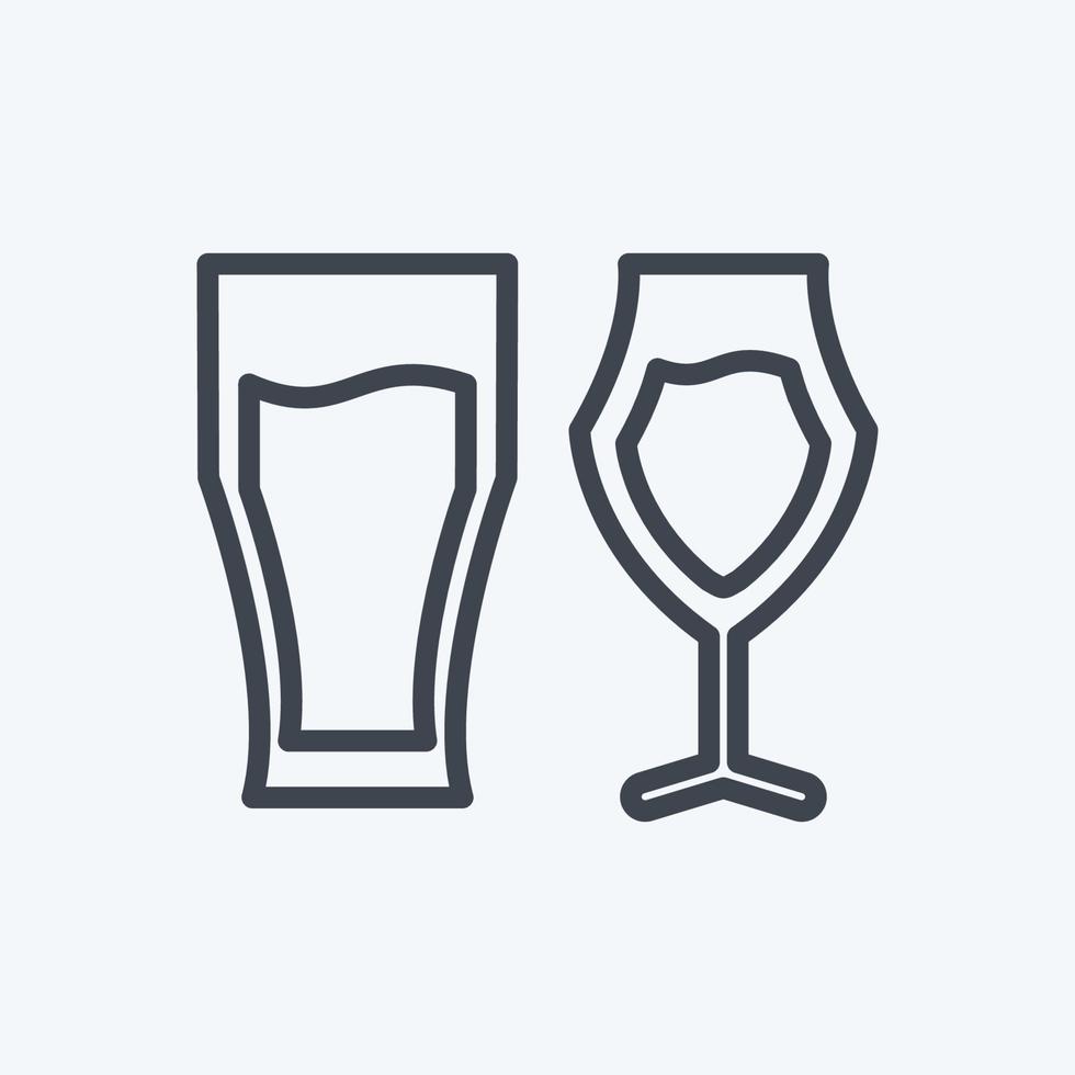 Beer Glasses Icon in trendy line style isolated on soft blue background vector