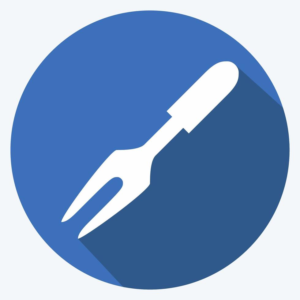Icon Carving Fork - Long Shadow Style - Simple illustration,Editable stroke vector
