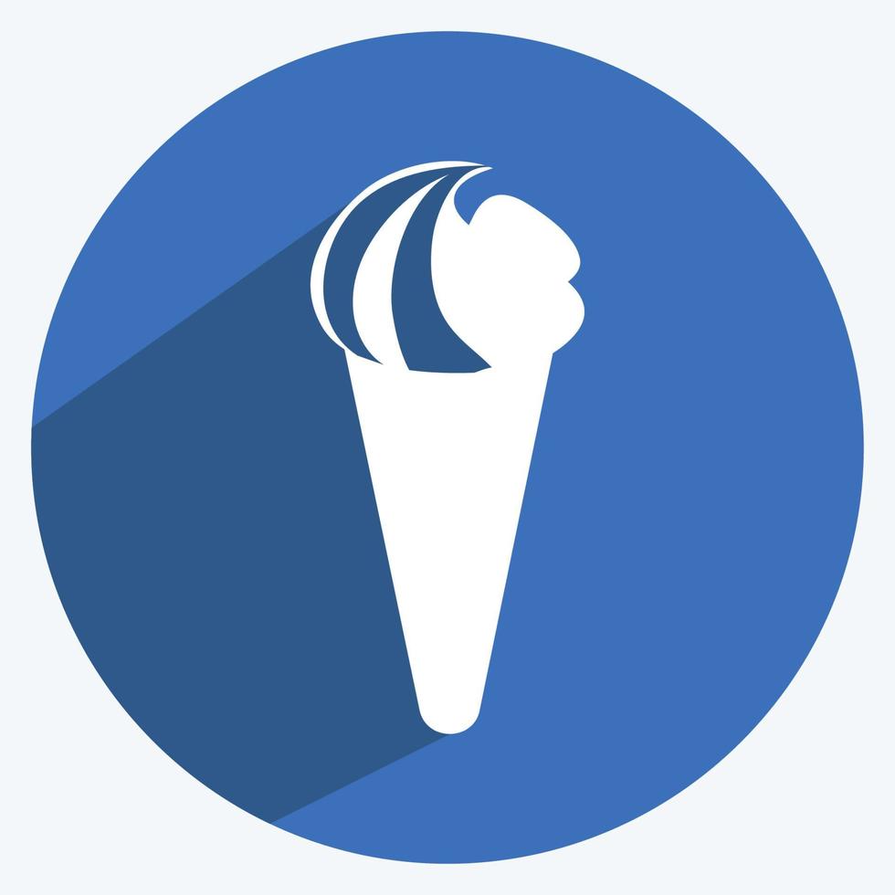 Icecream Icon in trendy long shadow style isolated on soft blue background vector