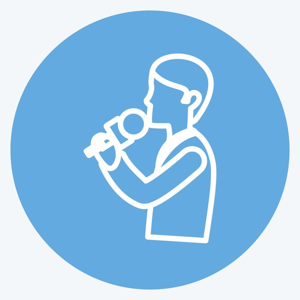 Singing Icon in trendy blue eyes style isolated on soft blue background vector