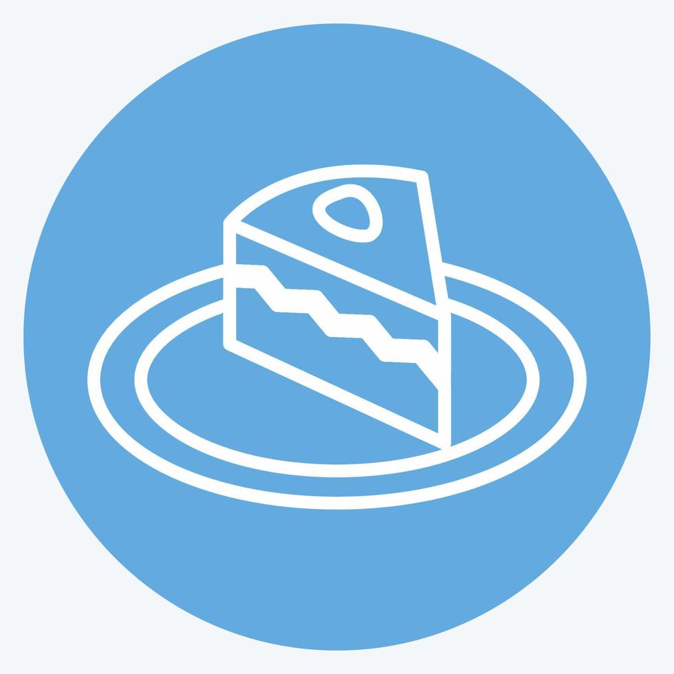 icono de pastel de crema en estilo moderno de ojos azules aislado en fondo azul suave vector