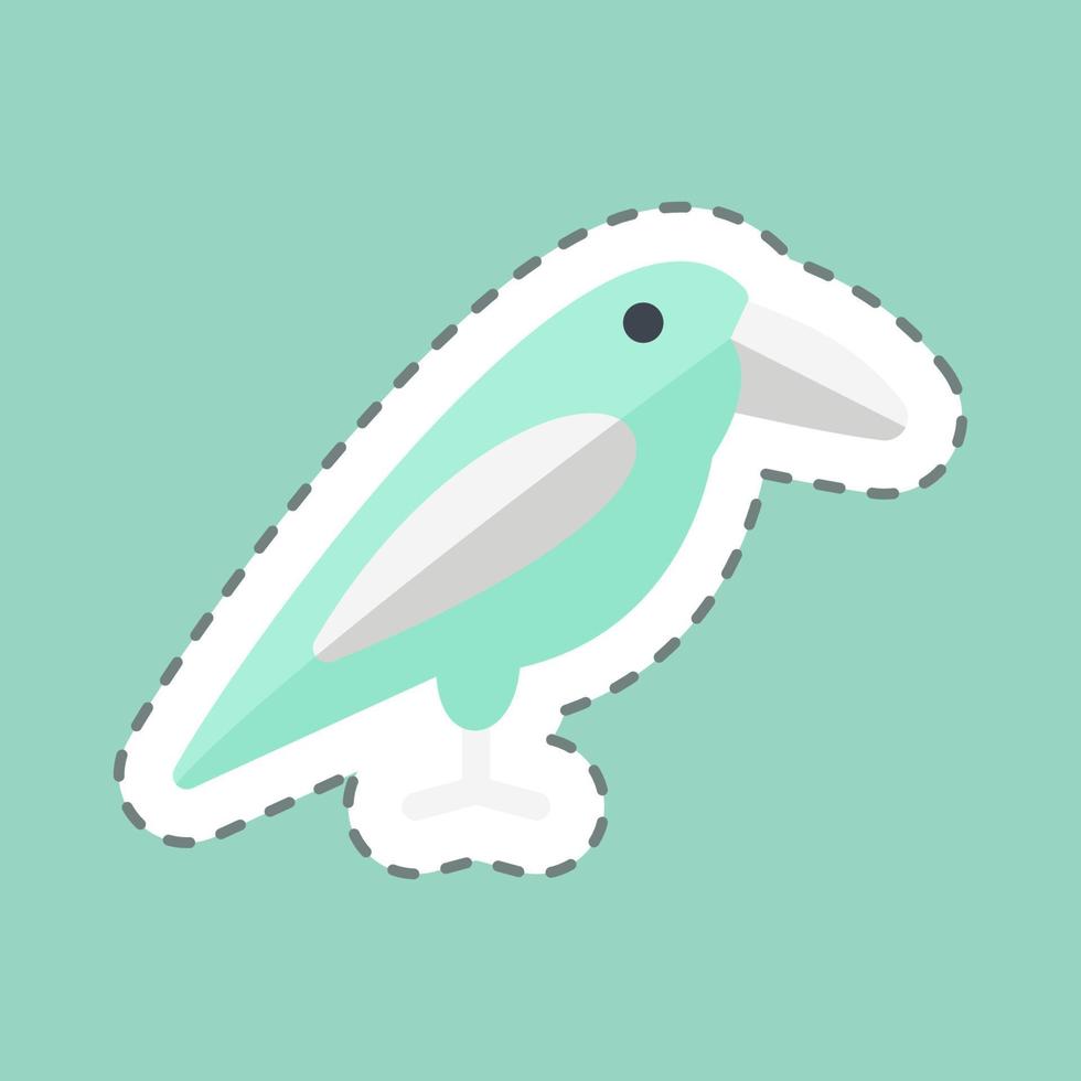 Bird Sticker in trendy line cut isolated on blue background vector