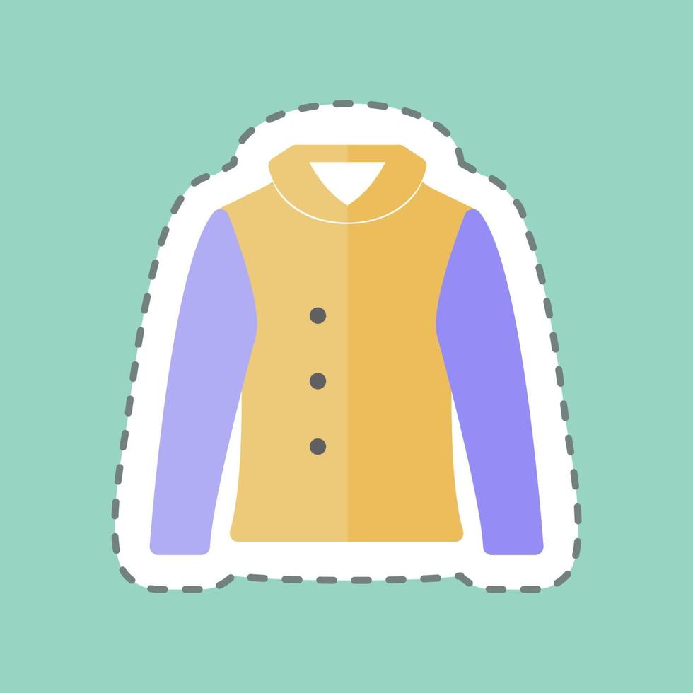 Warm Jacket Sticker in trendy line cut isolated on blue background vector
